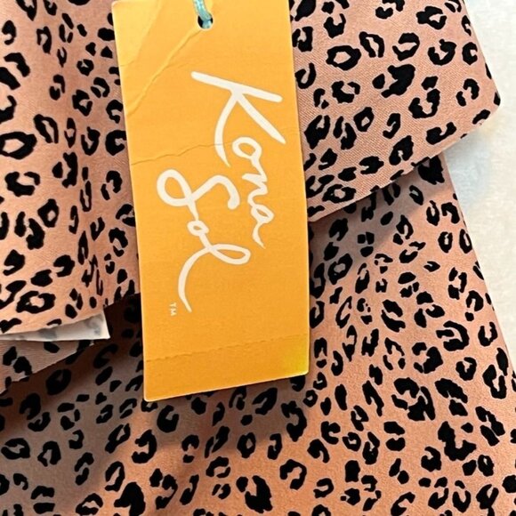 Leopard Print Ruffle Swim Skirt L 12-14 Kona Sol Nylon/Spandex Neutral - Picture 10 of 14